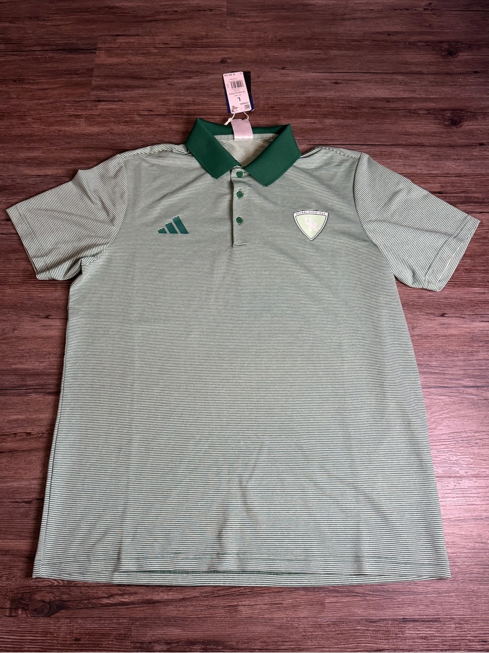 adidas University of Miami Striped Green Polo NWT Men’s Size L